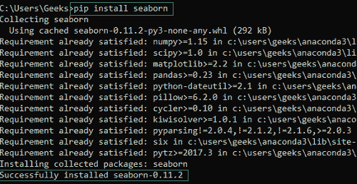 installing seaborn using PIP